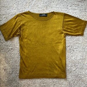 Vintage Ellen Tracy Gold Bronze Short Sleeve Top Size M